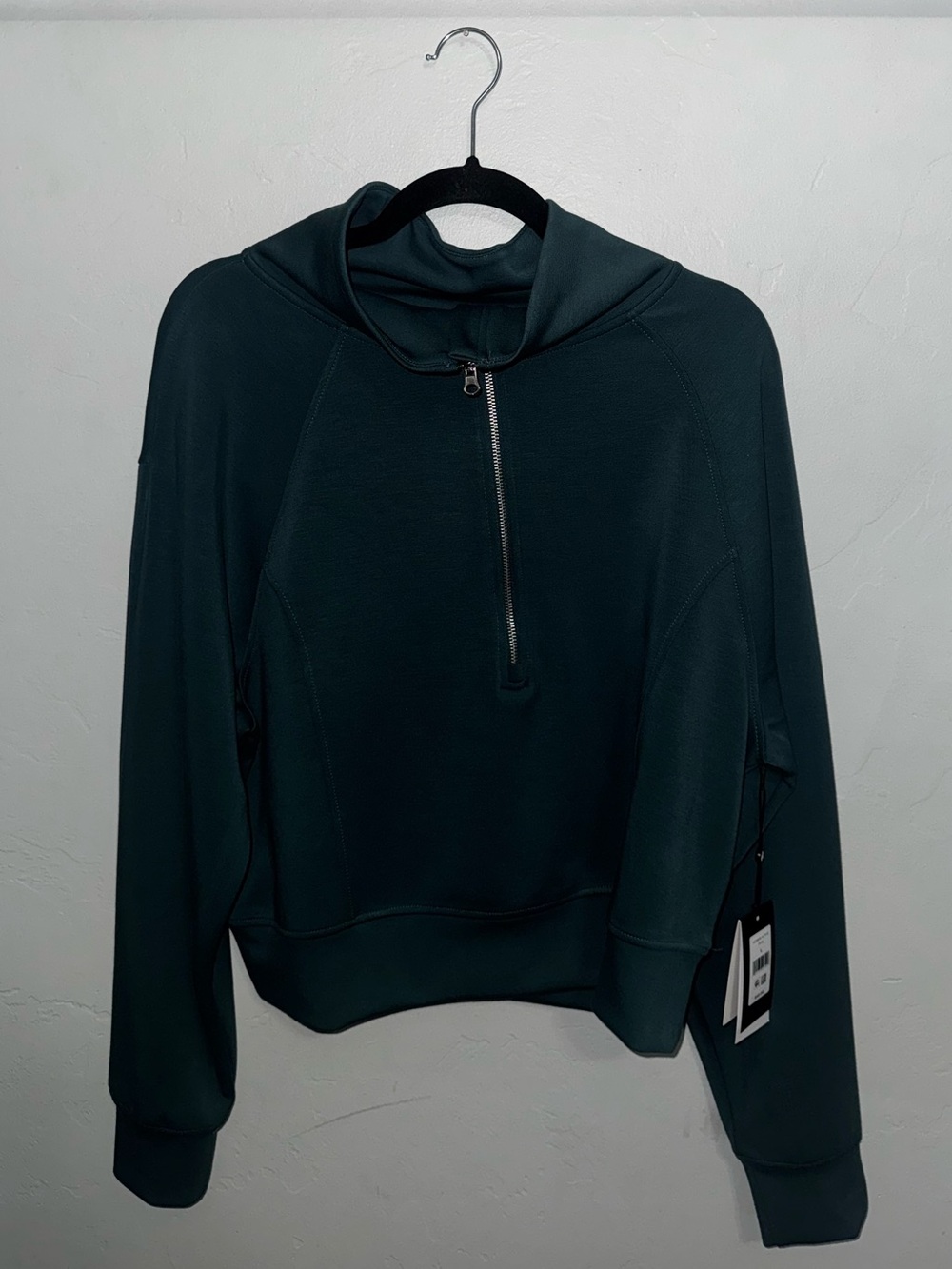 Half-Zip Hooded Pullover Sweatshirt in Deep Teal
